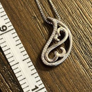 Silver heart infinity necklace with stones